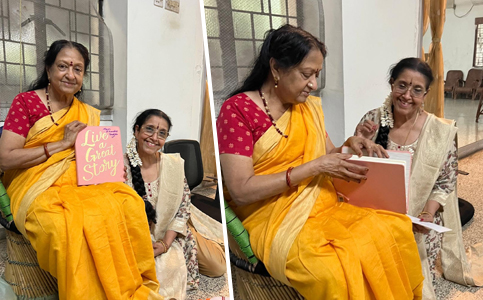 Bala Devi Chandrashekar honoring her guru Dr Padma Subrahmanyam